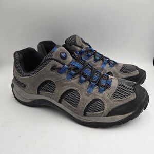Merrell Rockfall Hiking Shoes Mens 12 Gray Blue Trail Outdoor Sneakers Suede